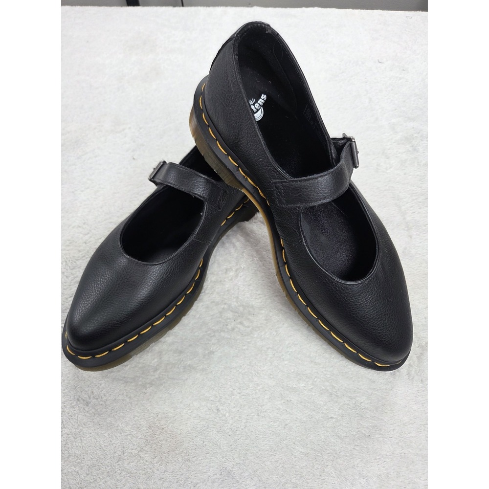 Dr Martens Elphie MJ Mary Jane Shoes Womens 8 Black Leather Pointed Toe Docs